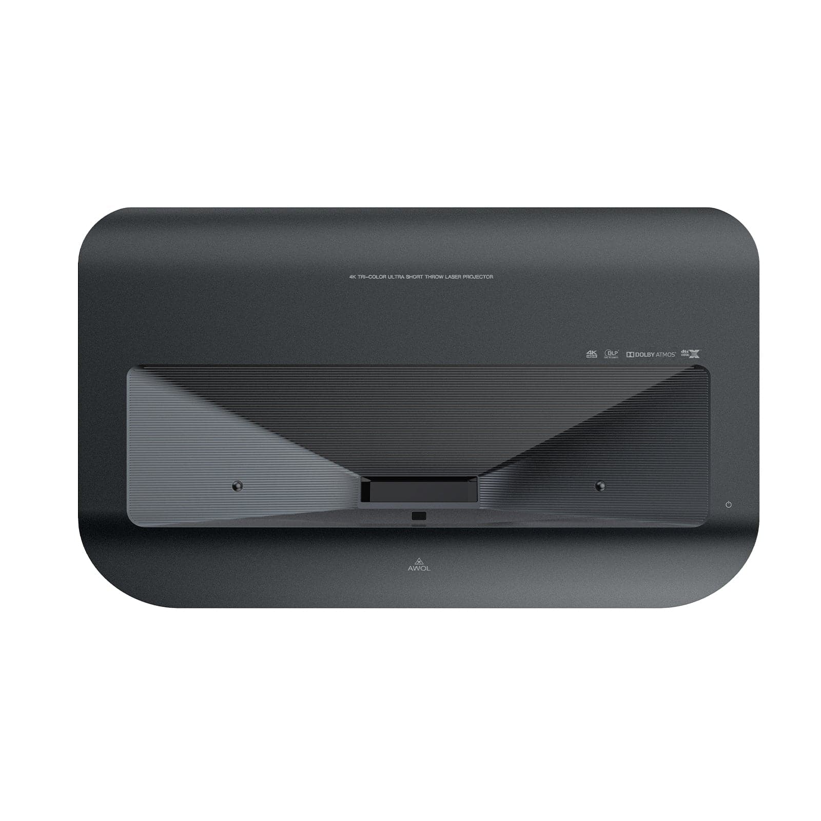 Top view of the LTV-3000 Pro 4K laser projector with the logo of AWOL.